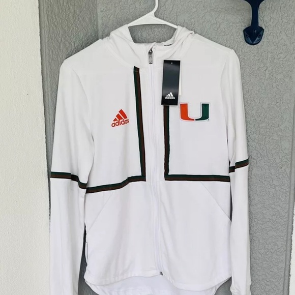 Adidas Miami Hurricanes Full Zip Clima Lite Performance Jacket College Sz S/M - Picture 2 of 14